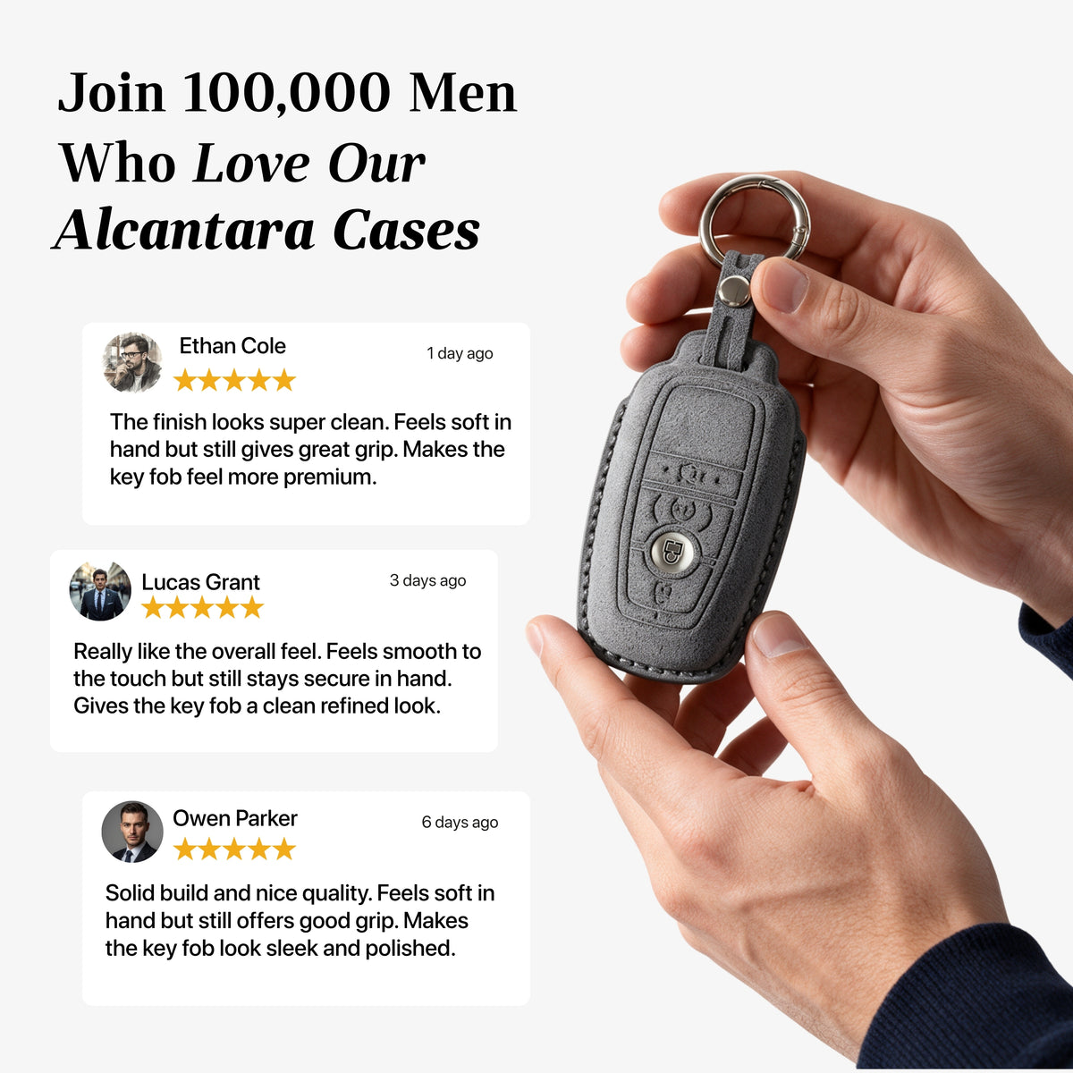 Alcantara Car Key Fob Cover for Ford Model B - Space Grey 3