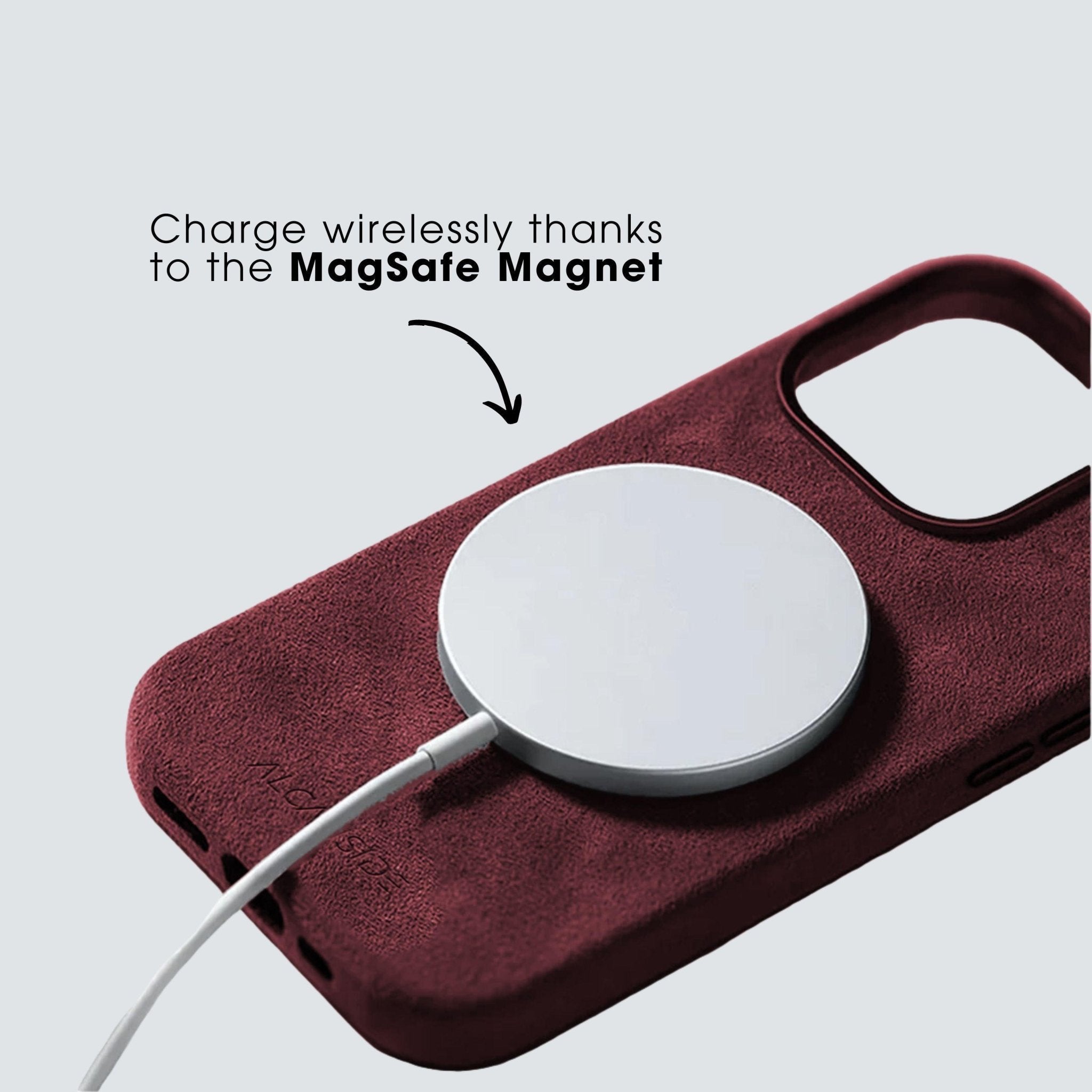 iPhone 15 Plus - Alcantara Case - Wine Red - Alcanside