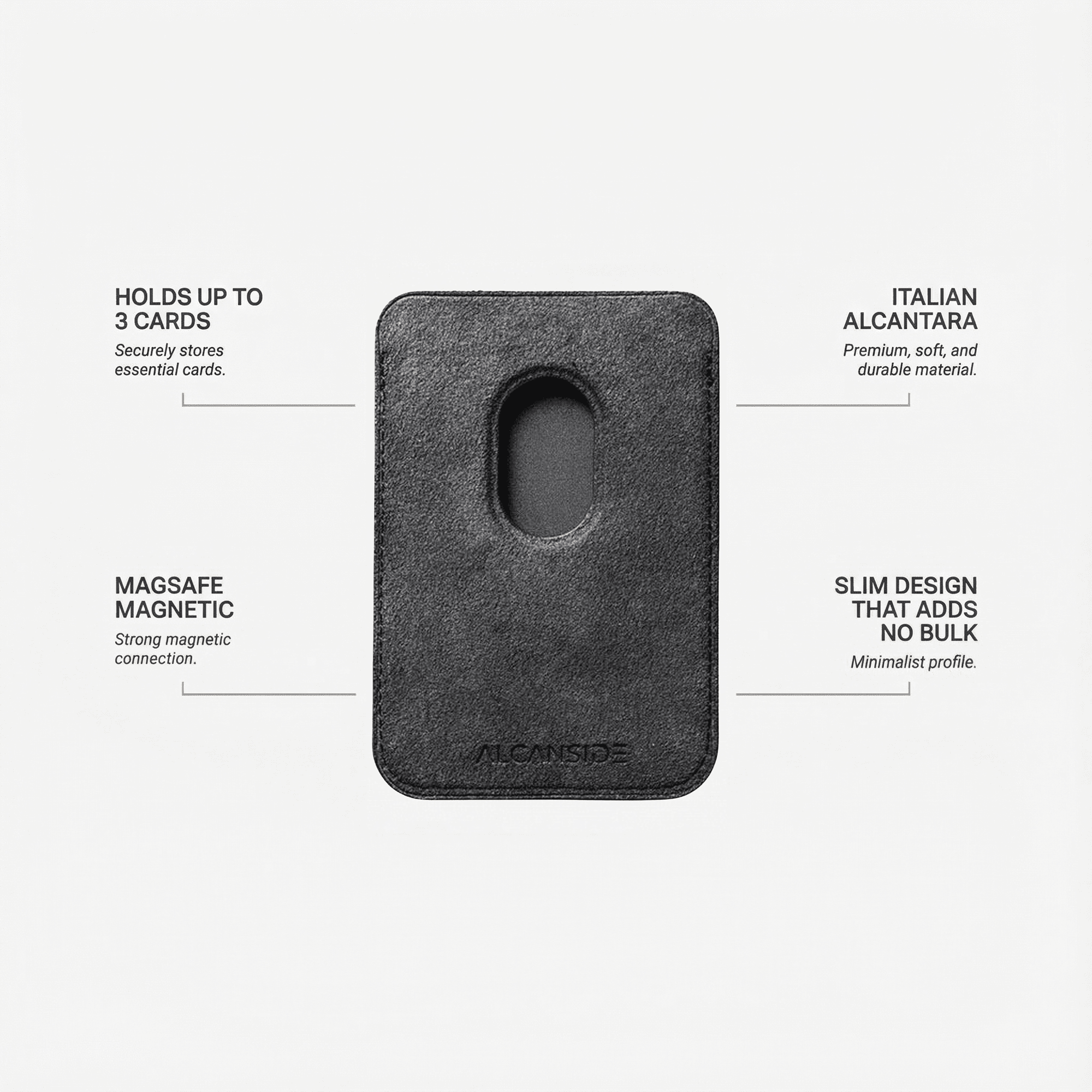 Alcantara MagSafe Wallet - Space Grey - Alcanside