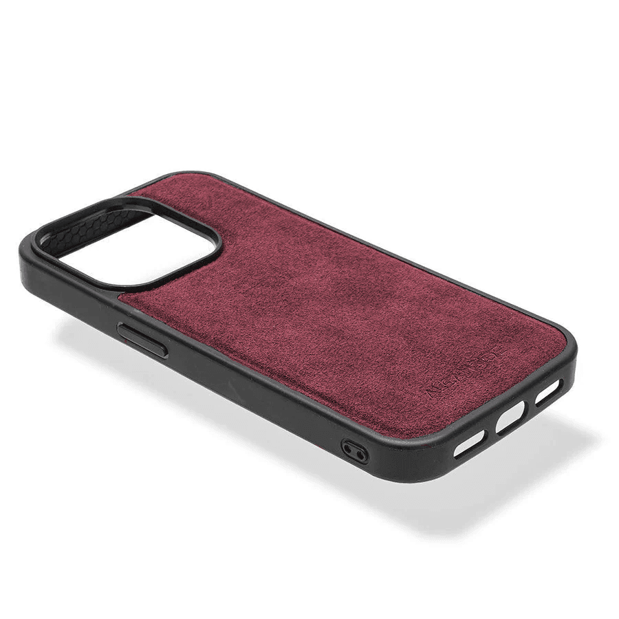 iPhone 15 Pro Max - Alcantara Back Cover - Wine Red - Alcanside